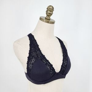 Aerie Lace Underwire Bralette Bra Black Adjustable Criss Cross Back 32C